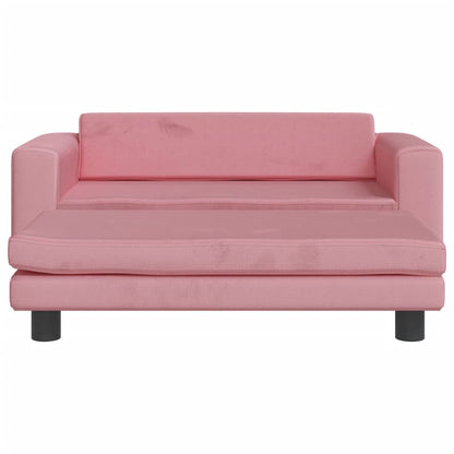 Kinderbank met voetensteun 100x50x30 cm fluweel roze