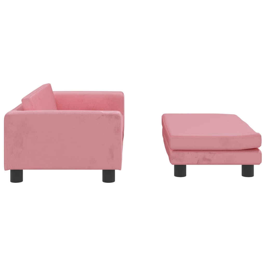 Kinderbank met voetensteun 100x50x30 cm fluweel roze