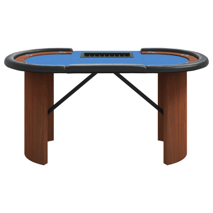 Pokertafel voor 10 spelers met fichebak 160x80x75 cm blauw