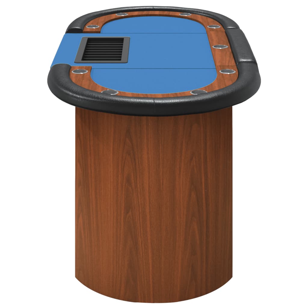 Pokertafel voor 10 spelers met fichebak 160x80x75 cm blauw