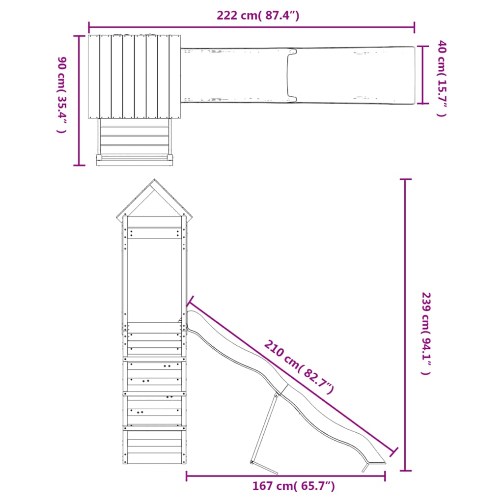 Speelhuis massief grenenhout