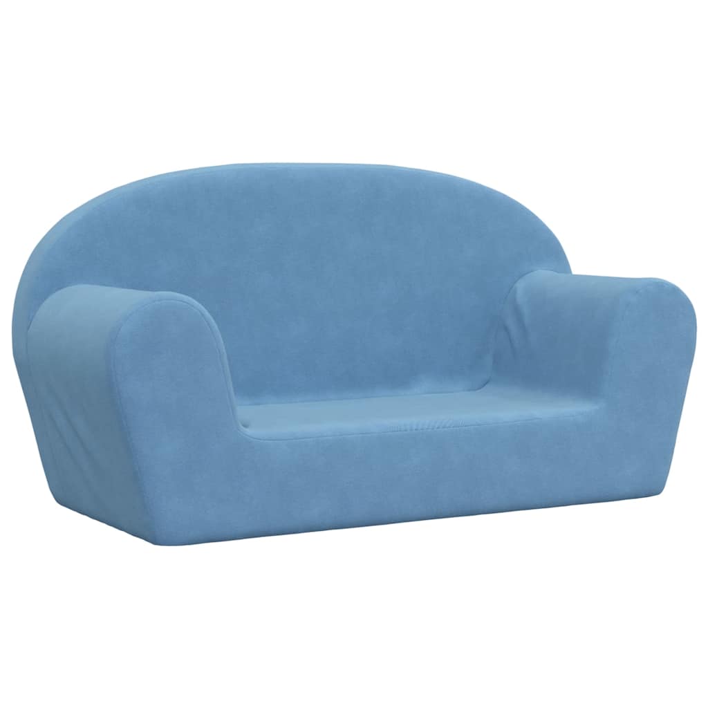 Kinderbank 2-zits zacht pluche blauw