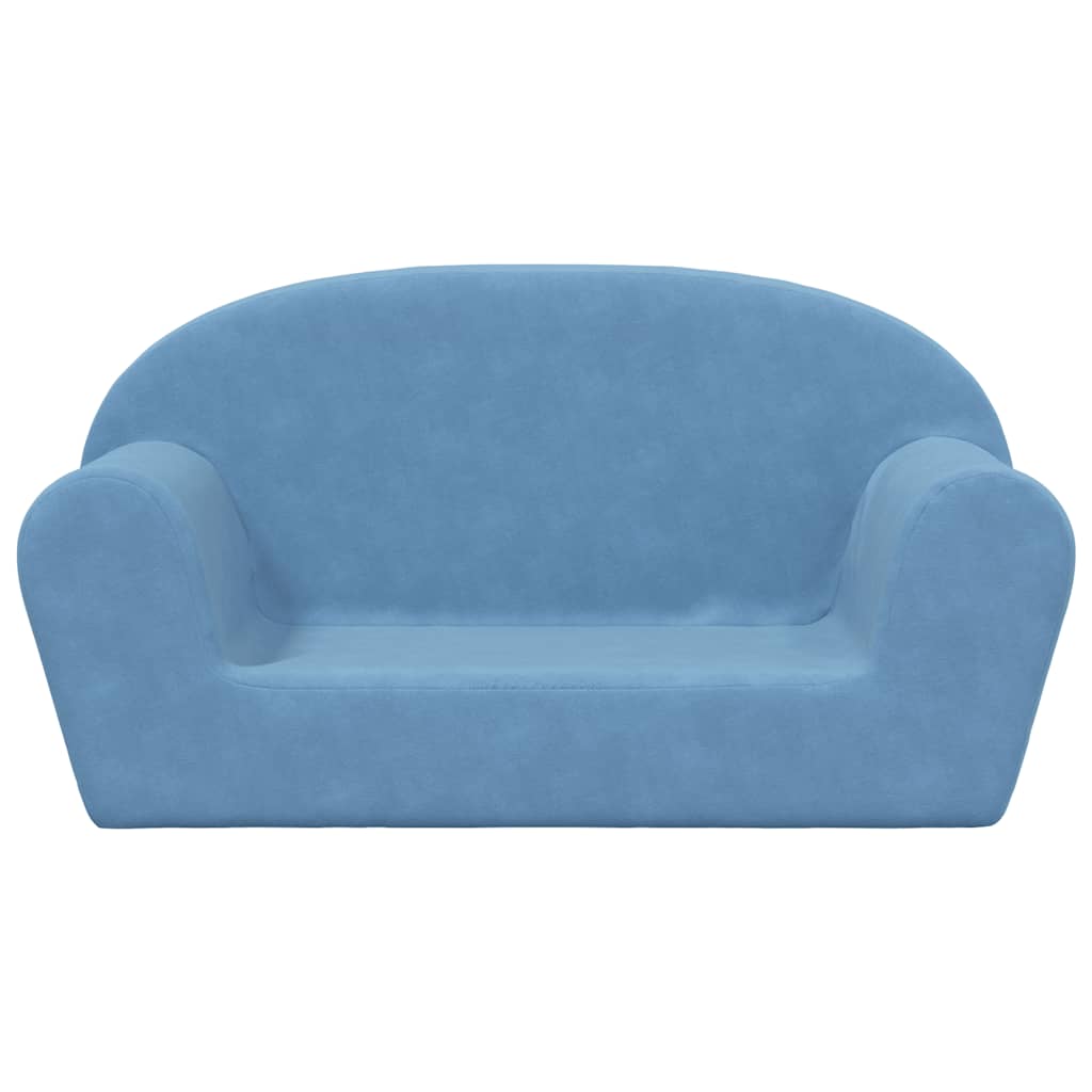 Kinderbank 2-zits zacht pluche blauw