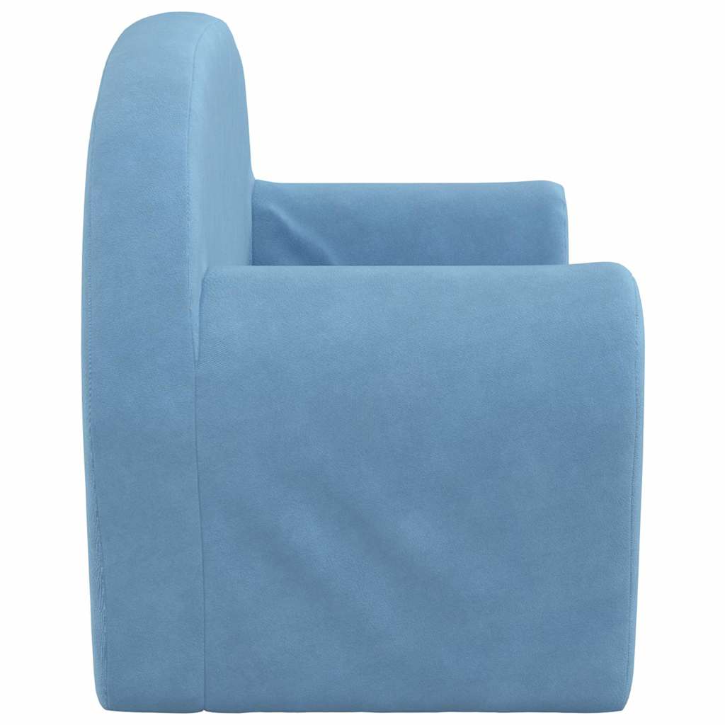 Kinderbank 2-zits zacht pluche blauw