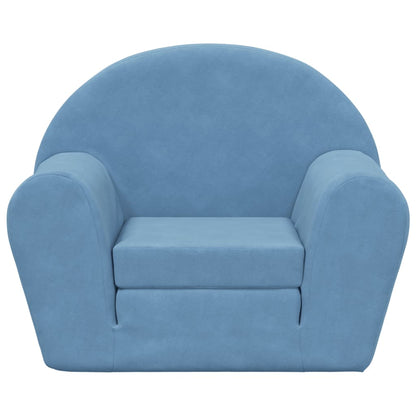 Kinderslaapbank zacht pluche blauw