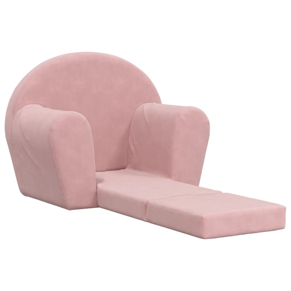 Kinderslaapbank zacht pluche roze