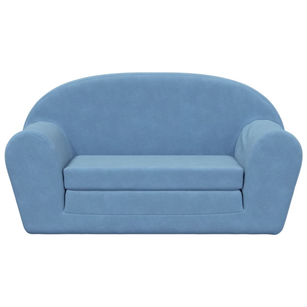 Kinderslaapbank 2-zits zacht pluche blauw