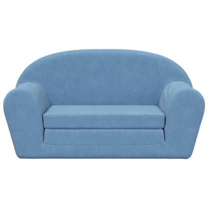 Kinderslaapbank 2-zits zacht pluche blauw