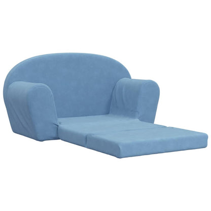 Kinderslaapbank 2-zits zacht pluche blauw