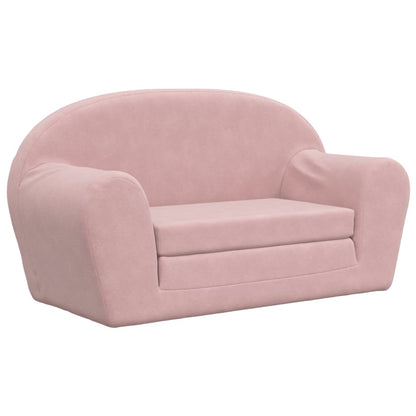 Kinderslaapbank 2-zits zacht pluche roze