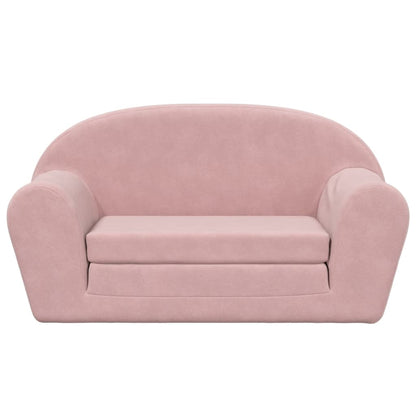 Kinderslaapbank 2-zits zacht pluche roze