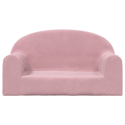 Kinderbank 2-zits zacht pluche roze