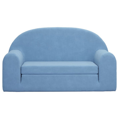 Kinderslaapbank 2-zits zacht pluche blauw