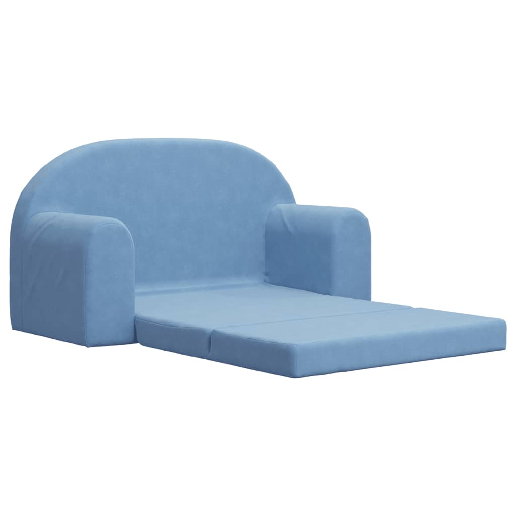 Kinderslaapbank 2-zits zacht pluche blauw