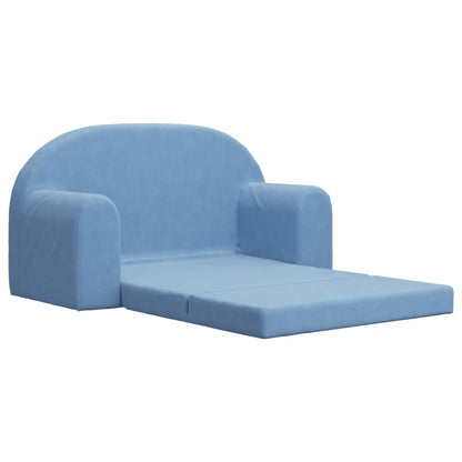 Kinderslaapbank 2-zits zacht pluche blauw