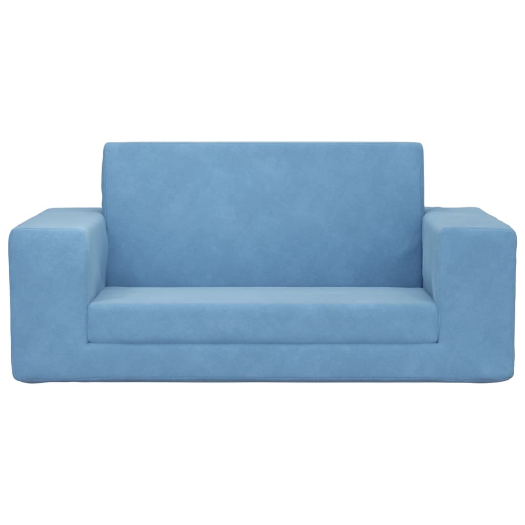 Kinderslaapbank 2-zits zacht pluche blauw