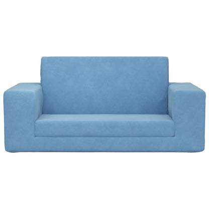 Kinderslaapbank 2-zits zacht pluche blauw