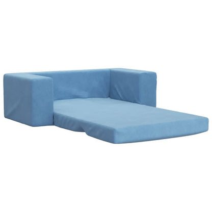Kinderslaapbank 2-zits zacht pluche blauw