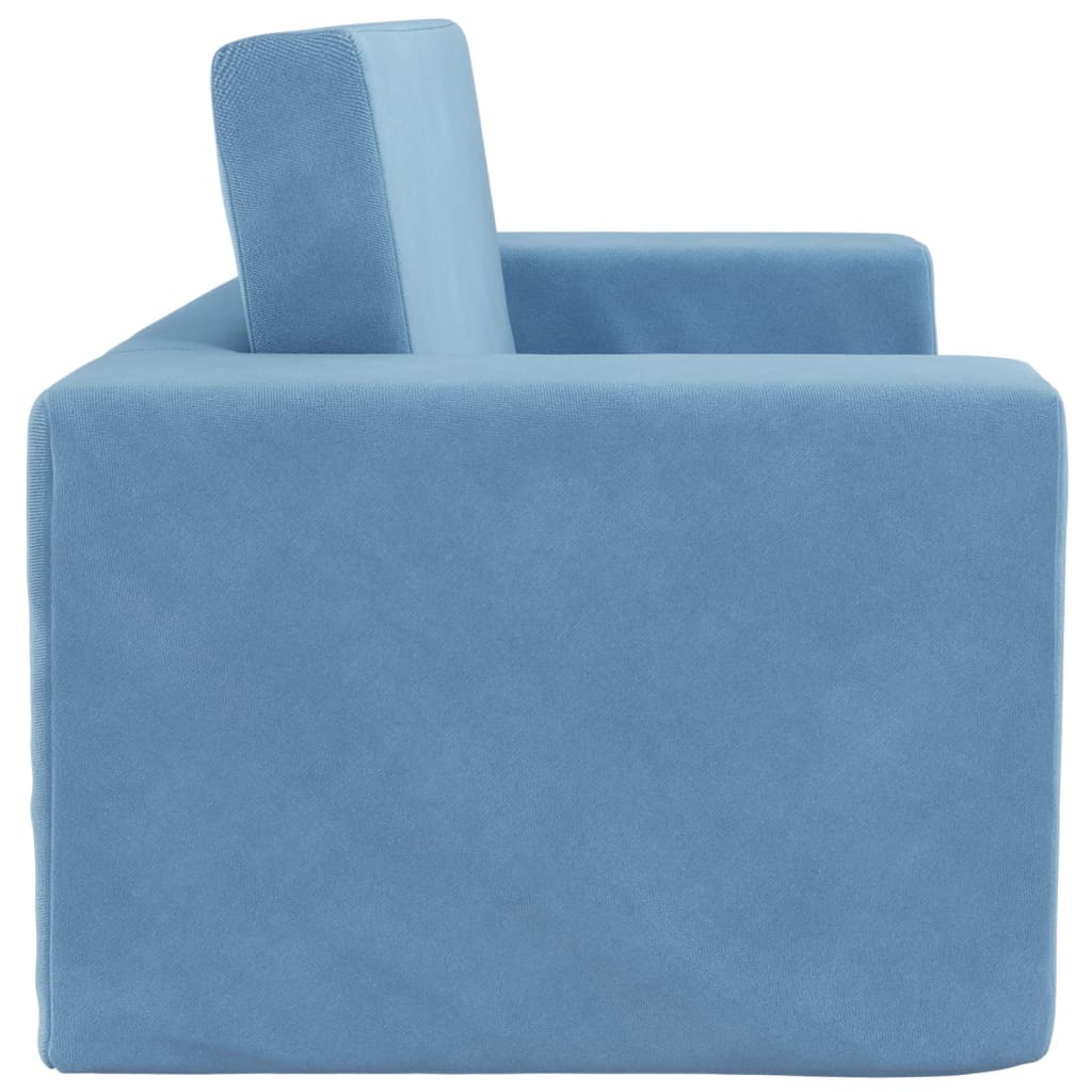 Kinderslaapbank 2-zits zacht pluche blauw