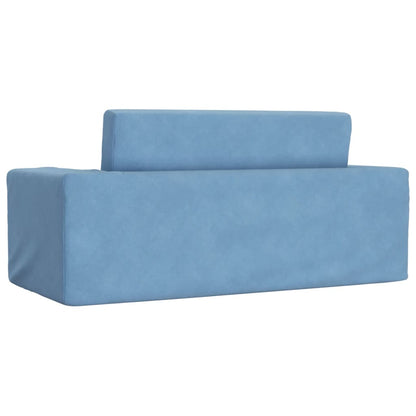 Kinderslaapbank 2-zits zacht pluche blauw