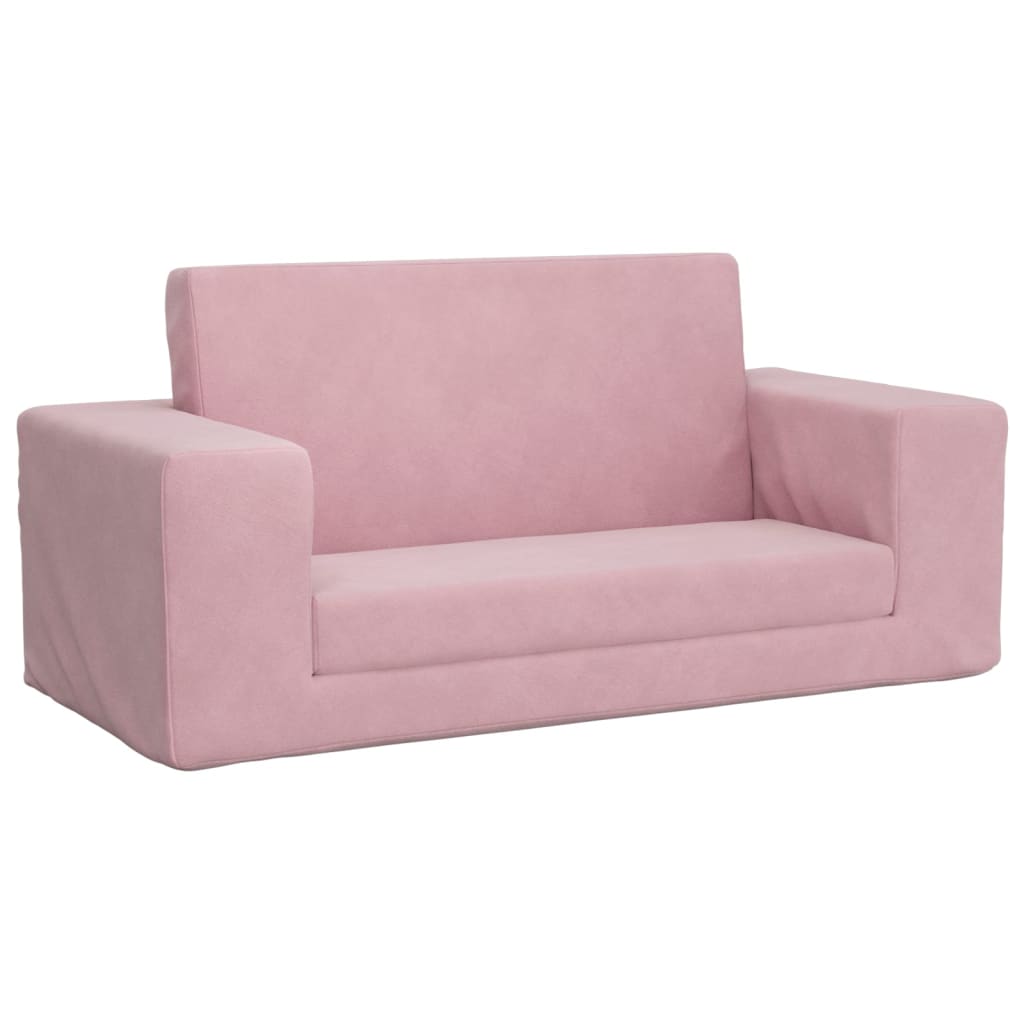 Kinderslaapbank 2-zits zacht pluche roze