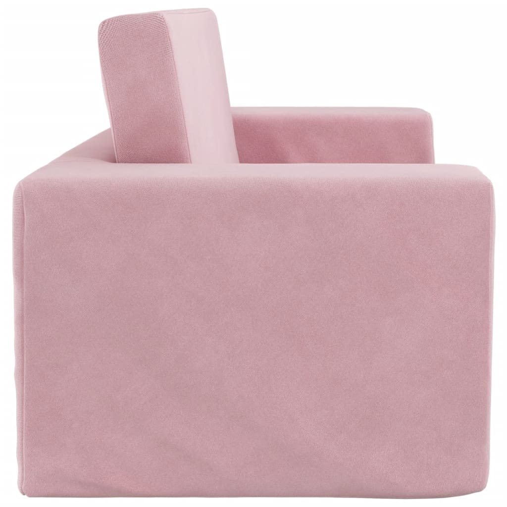Kinderslaapbank 2-zits zacht pluche roze