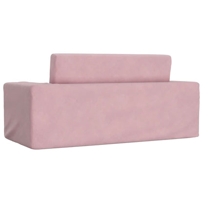 Kinderslaapbank 2-zits zacht pluche roze