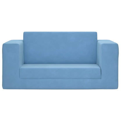Kinderslaapbank 2-zits zacht pluche blauw