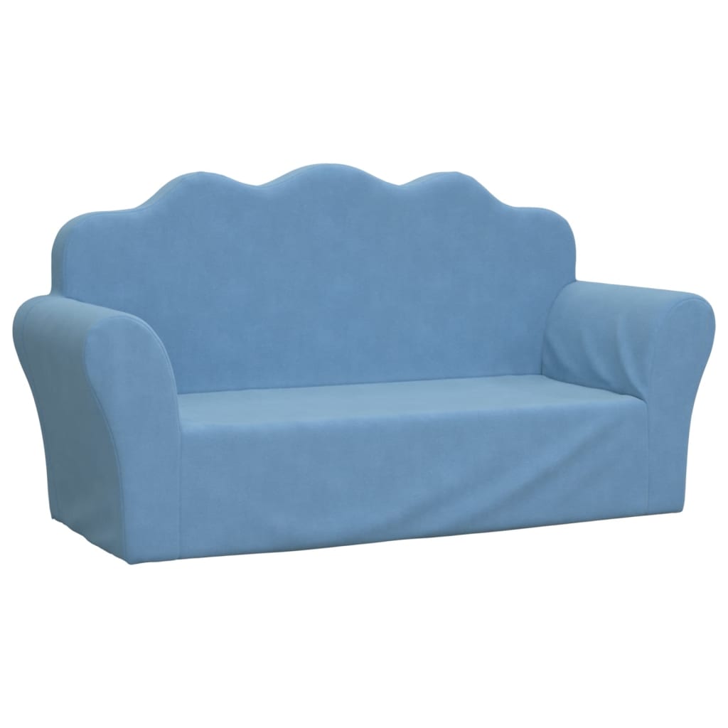 Kinderbank 2-zits zacht pluche blauw