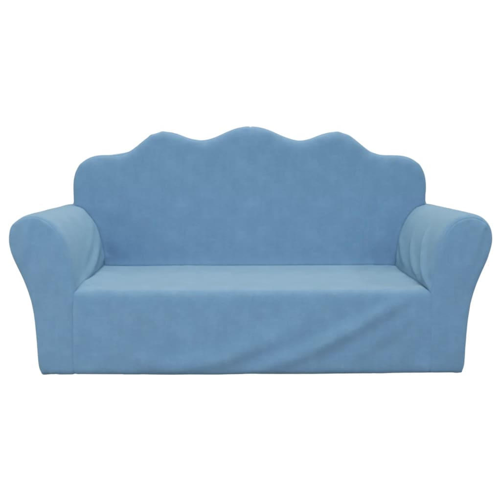 Kinderbank 2-zits zacht pluche blauw