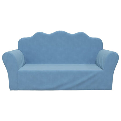 Kinderbank 2-zits zacht pluche blauw