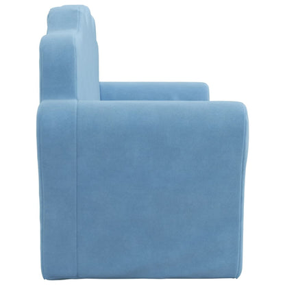 Kinderbank 2-zits zacht pluche blauw