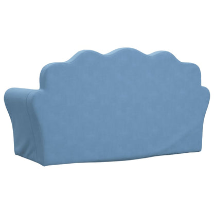 Kinderbank 2-zits zacht pluche blauw