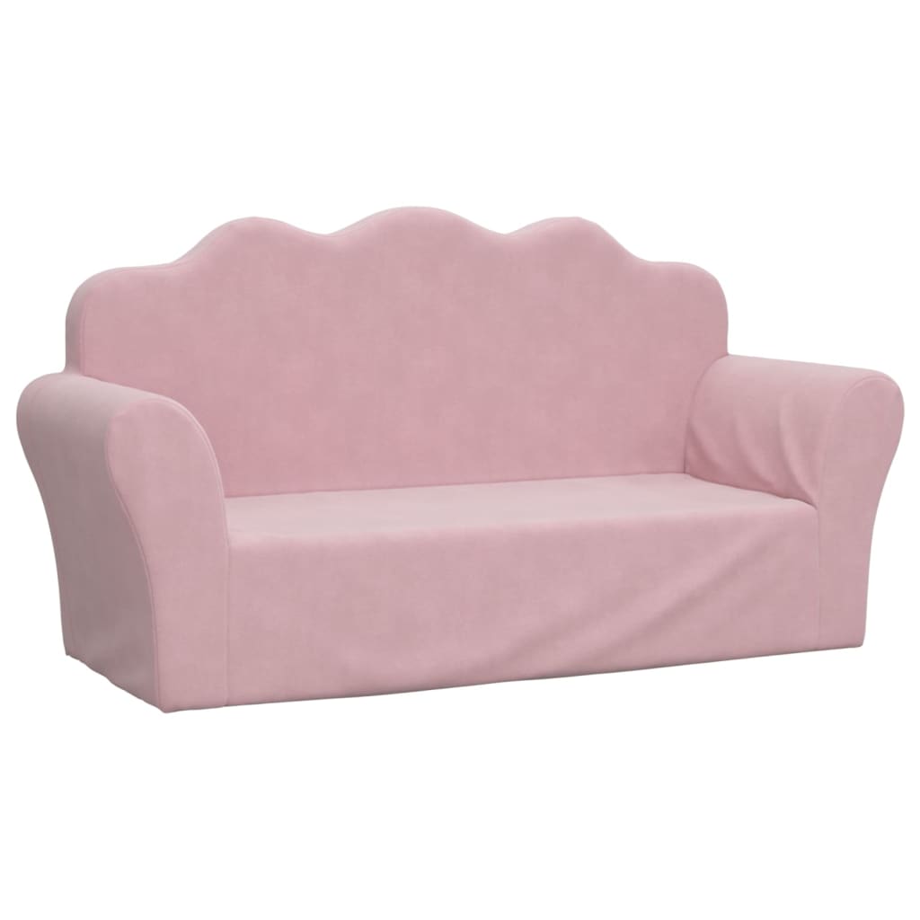 Kinderbank 2-zits roze zacht pluche