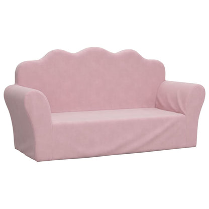 Kinderbank 2-zits roze zacht pluche