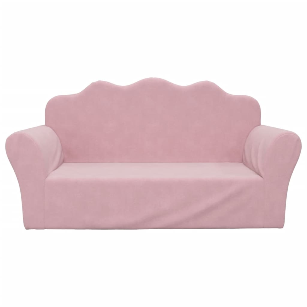 Kinderbank 2-zits roze zacht pluche