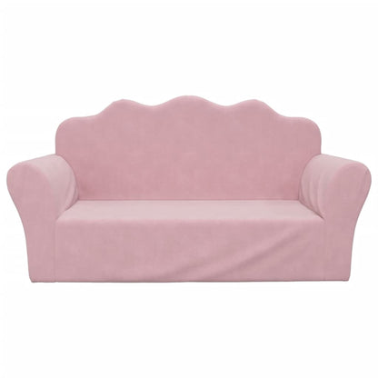 Kinderbank 2-zits roze zacht pluche