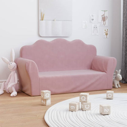Kinderbank 2-zits roze zacht pluche