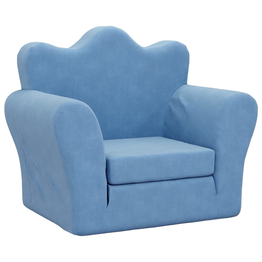 Kinderslaapbank zacht pluche blauw