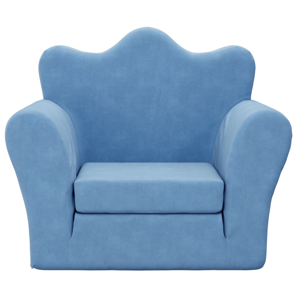 Kinderslaapbank zacht pluche blauw
