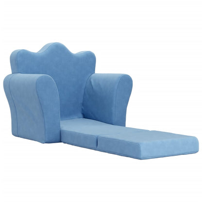 Kinderslaapbank zacht pluche blauw