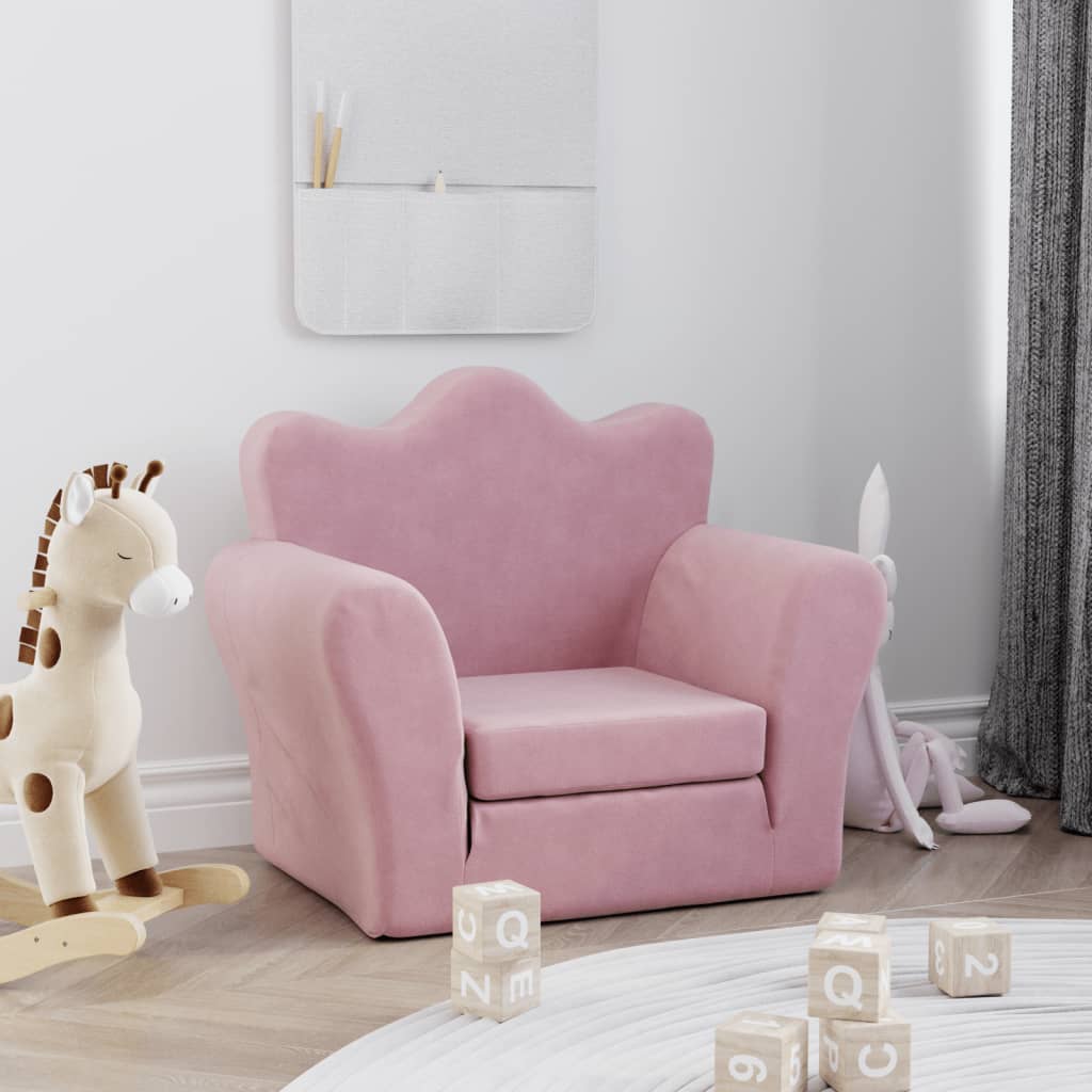 Kinderslaapbank zacht pluche roze