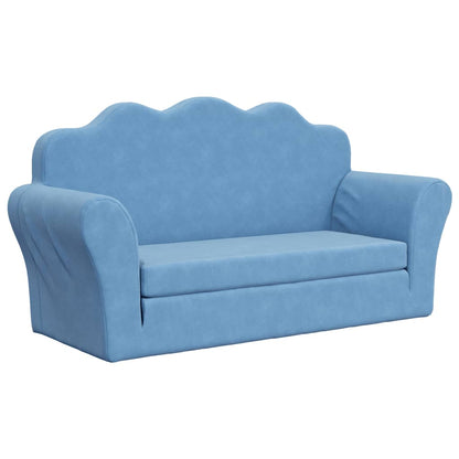 Kinderslaapbank 2-zits zacht pluche blauw