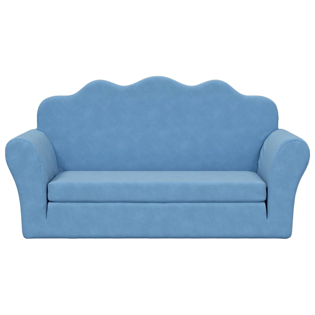 Kinderslaapbank 2-zits zacht pluche blauw