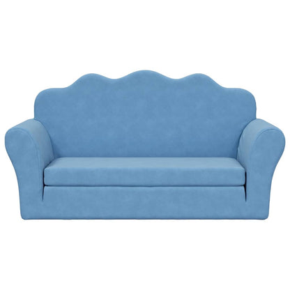 Kinderslaapbank 2-zits zacht pluche blauw
