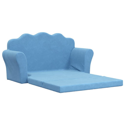 Kinderslaapbank 2-zits zacht pluche blauw