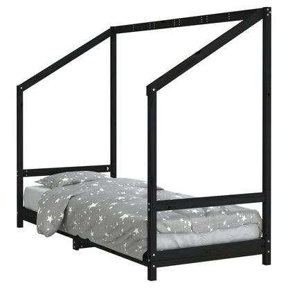 Kinderbedframe 80x200 cm massief grenenhout zwart