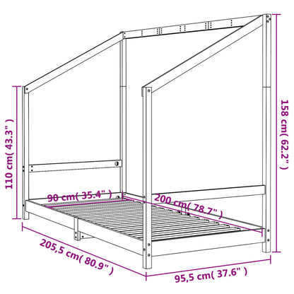 Kinderbedframe 90x200 cm massief grenenhout