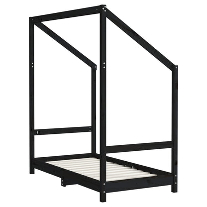 Kinderbedframe 70x140 cm massief grenenhout zwart