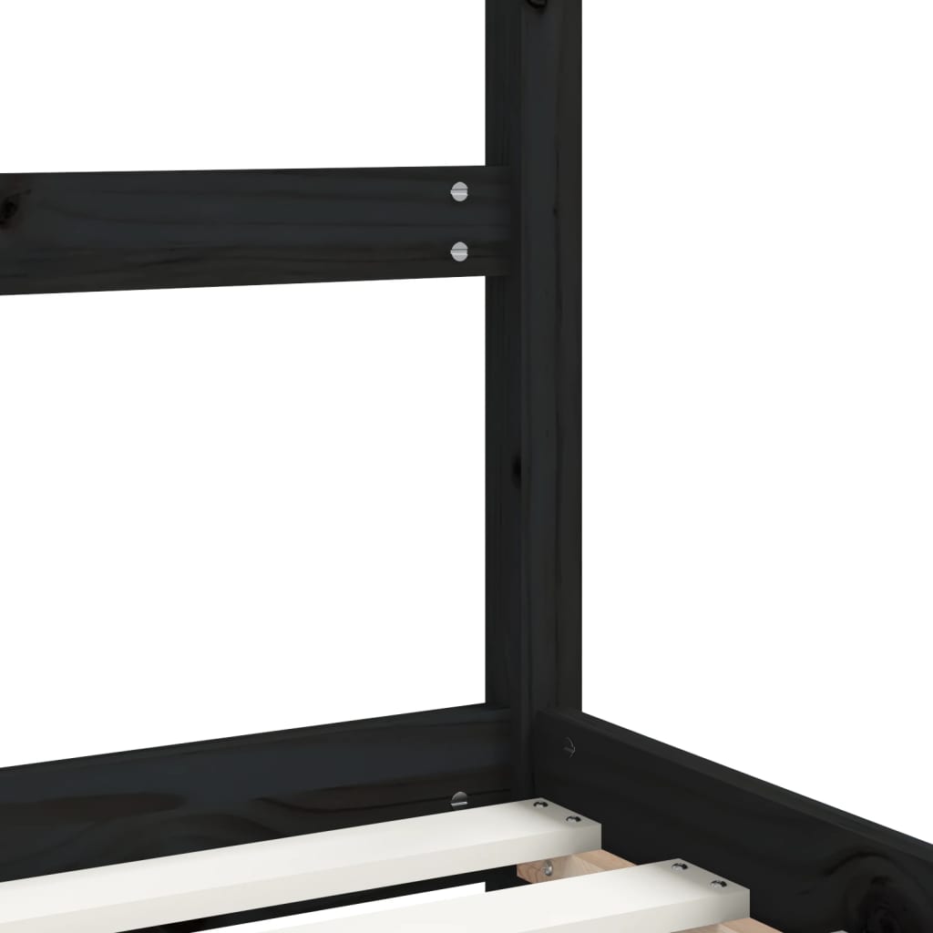 Kinderbedframe 70x140 cm massief grenenhout zwart